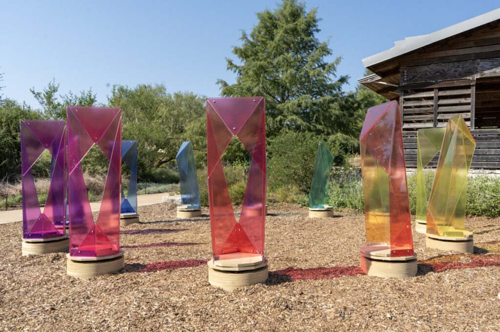 “Living Kaleidoscope,” a fort by HKS Austin, on view at the Lady Bird Johnson Wildflower Center.