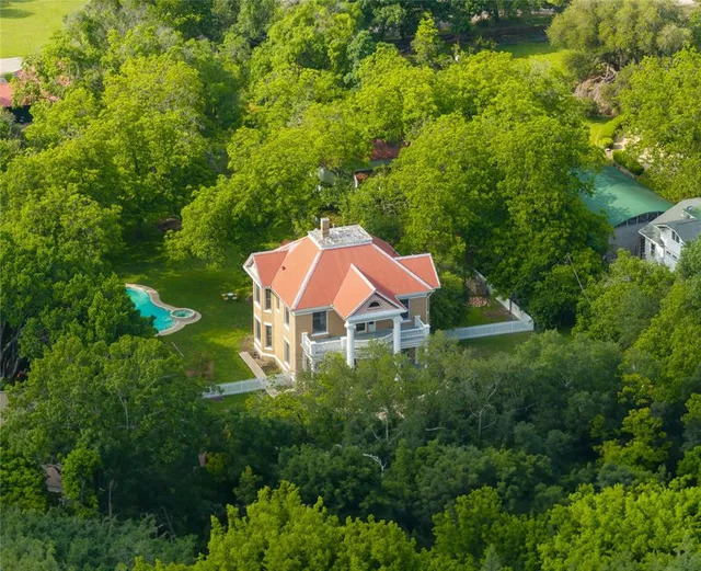 Aerial view of “The Judge’s House,” in Lockhart, Texas.