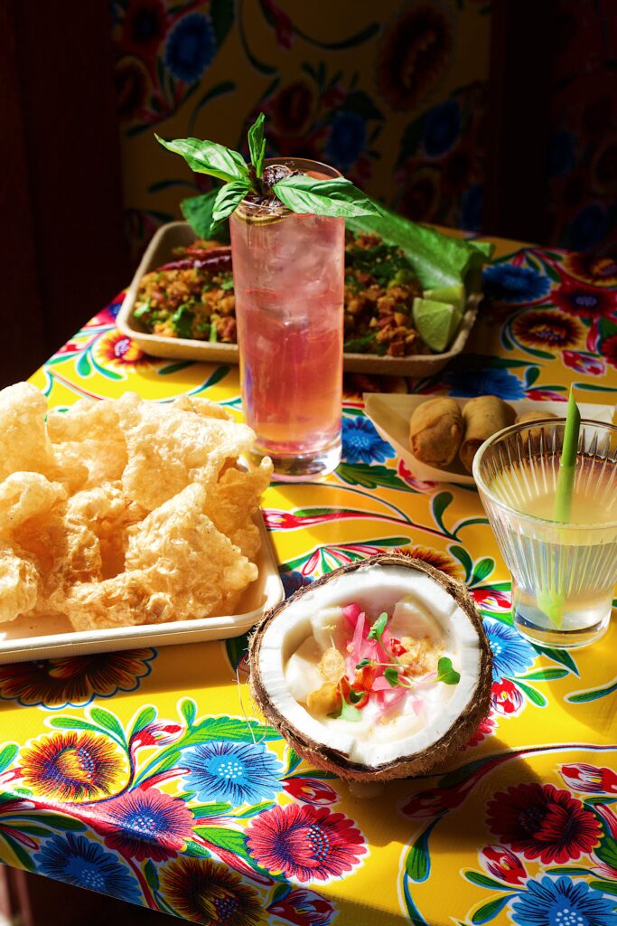 Drinks and snacks at Lao'd Bar Austin