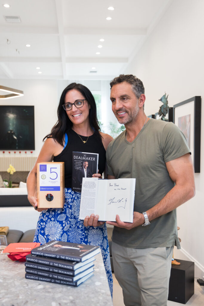 Sarah Puil and Mauricio Umansky at 2712 Maria Anna Open House with The Agency Austin with BOXT Wine