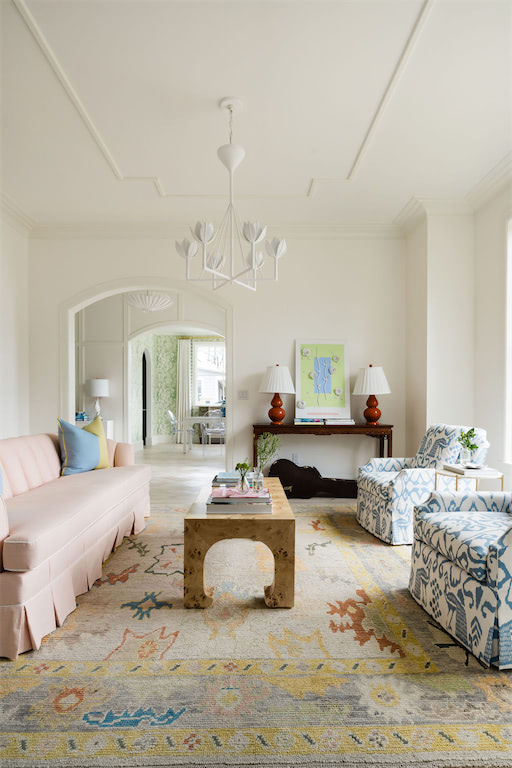 Living Room with Pink Couch Home in Austin, Texas