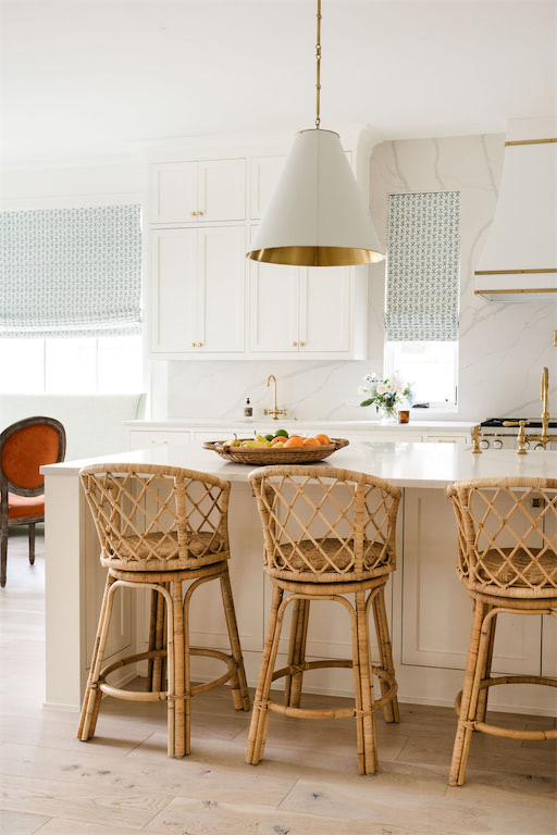 Kitchen with Rattan Bar Stools