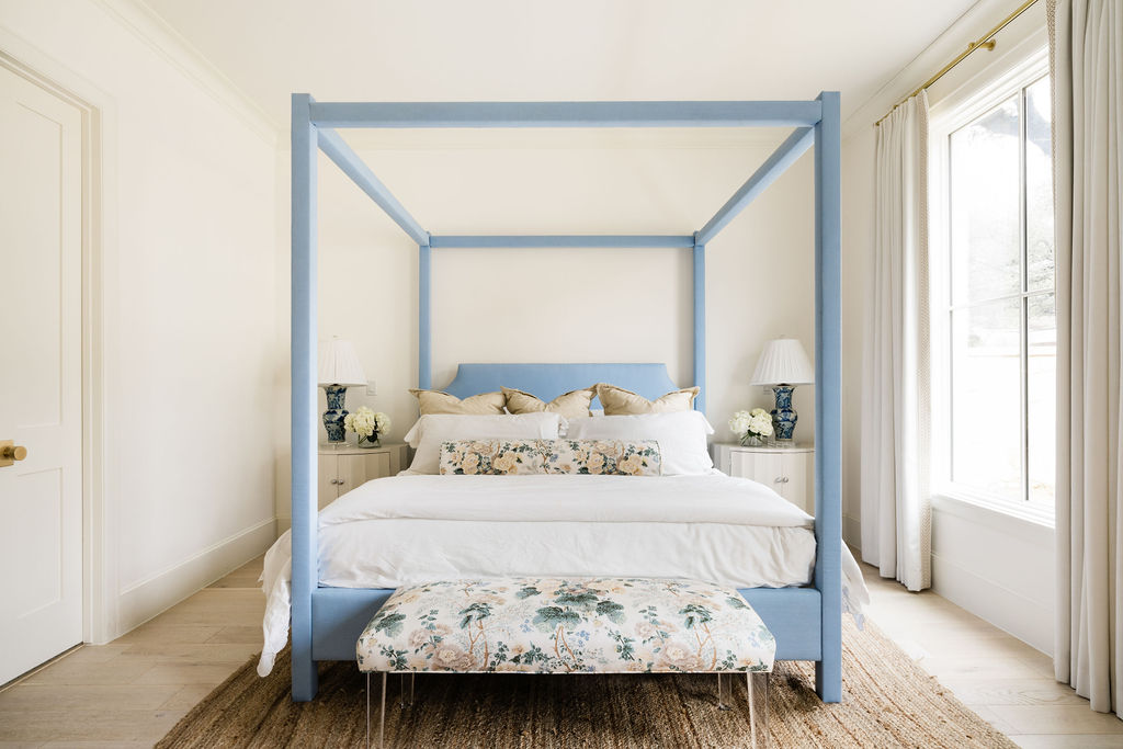 Primary Bedroom with Blue Bedframe