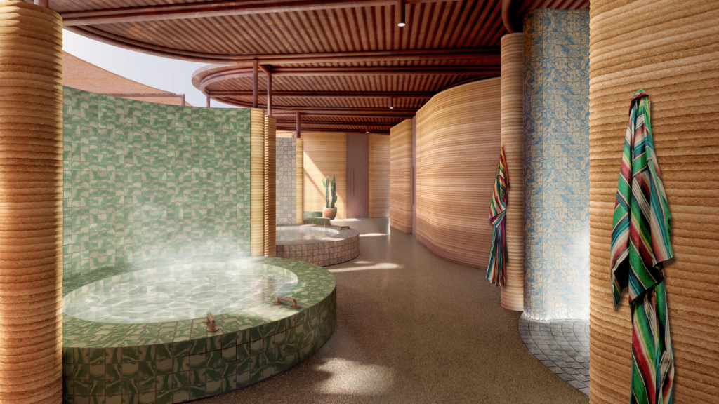 El Cosmico 3D Printed Sunday Homes Bathhouse Amenities