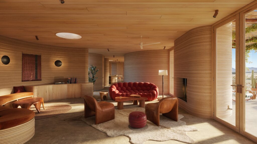 El Cosmico 3D Printed Sunday Homes Living Room