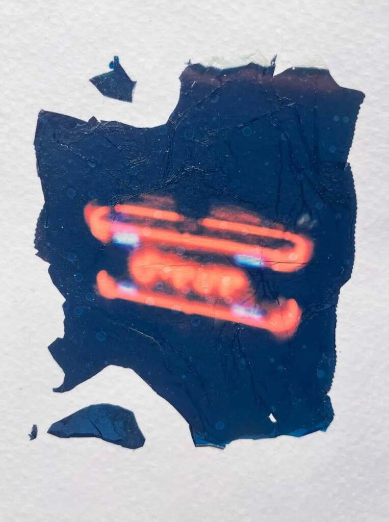 “Neon Reflection” polaroid emulsion transfer, Robin Winter