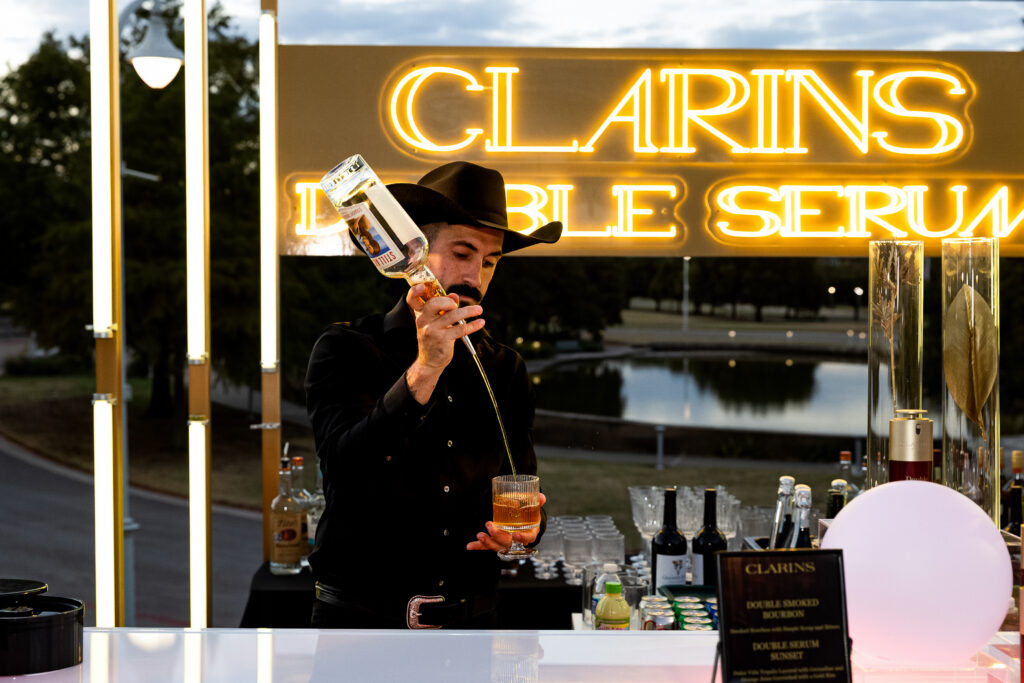 Cocktail bar at Clarins event. (Photo by Kaitlin Saragusa/BFA)