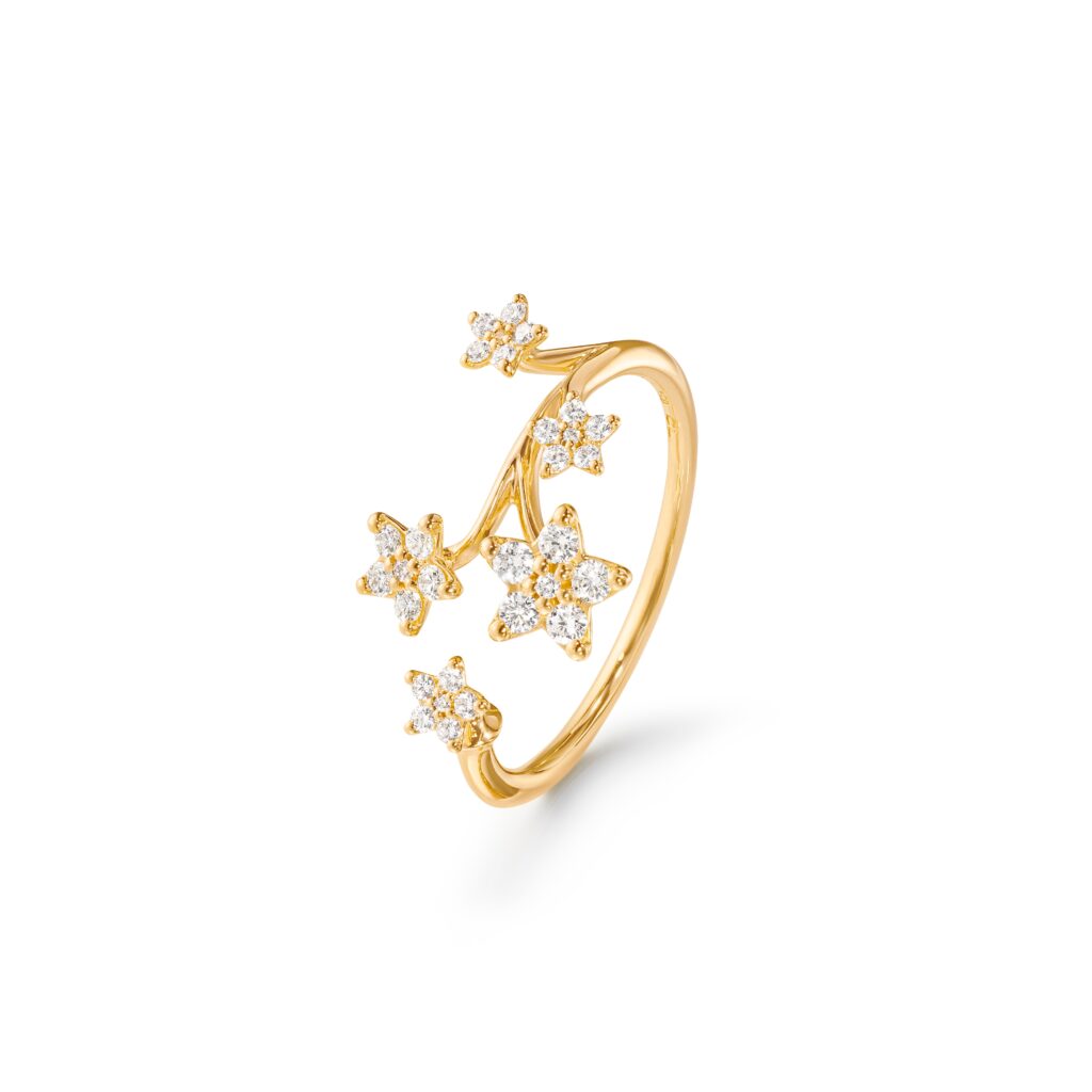 Ole Lynggaard Shooting Stars Diamond Ring in 18kt Yellow Gold