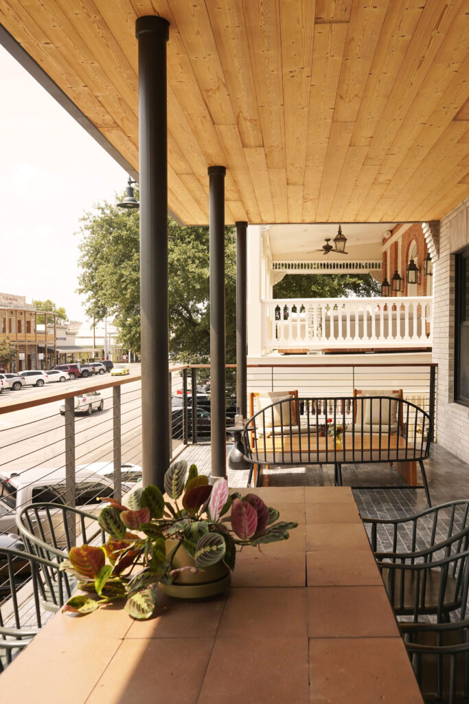 Enjoy views of Main Street Fredericksburg at the Albert Hotel