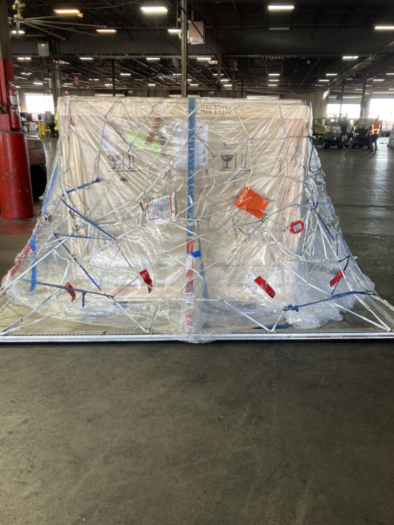 Blanton crate palletized for shipment