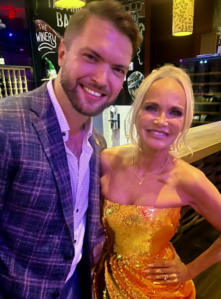 Hunter Regian with Kristin Chenoweth at "Queen of Versailles" opening night. (Photo courtesy of Hunter Regian)