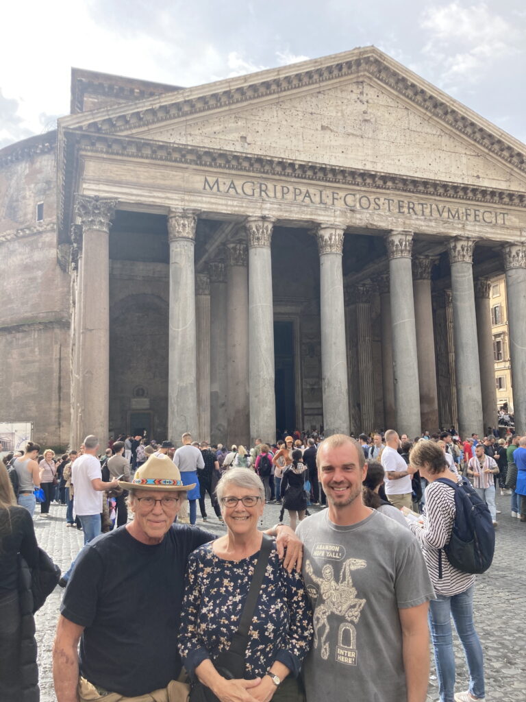 Meredith, Doug, and Tyler, in front of Pantheon