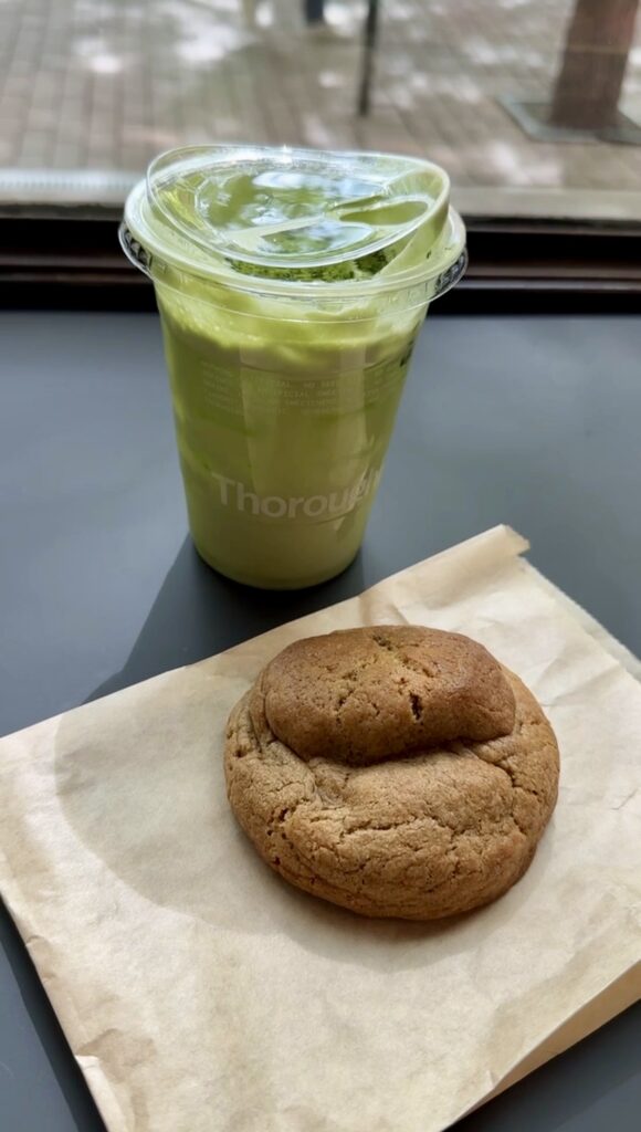 Matcha latte and banana Nutella cookie from ThoroughFare. 