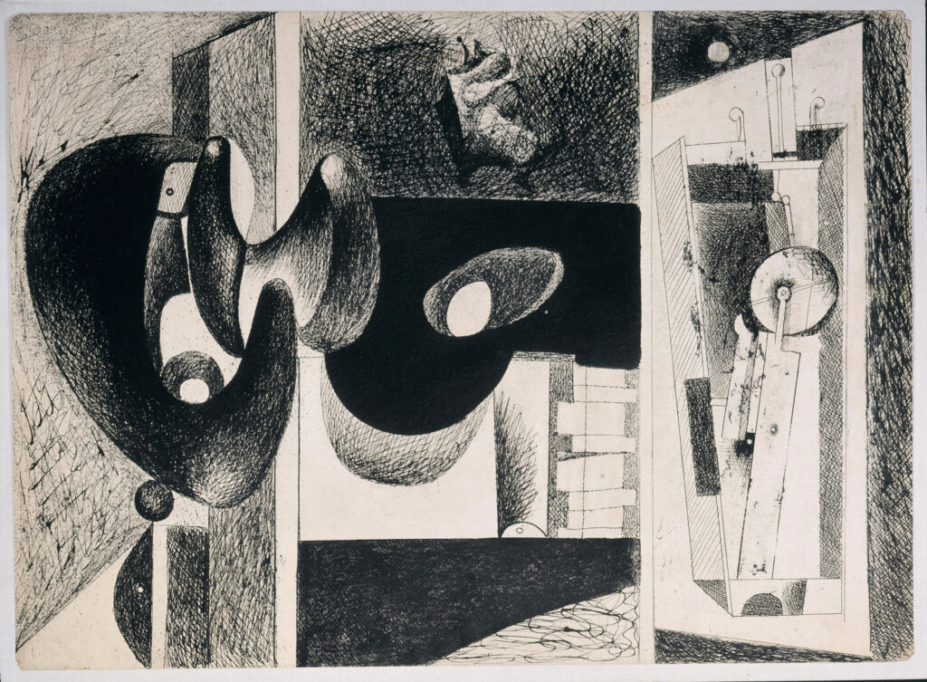 Arshile Gorky, Untitled (Nighttime, Enigma, and Nostalgia), circa 1930–32, drawing, 22 1/2 x 30 1/2 in., Collection of Isamu Noguchi. (Photo by Kevin Noble, © INFGM / ARS)