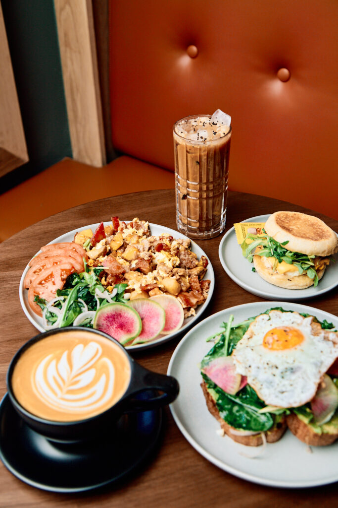 Coffee and an assortment of food offerings from Shortwave Diner at Radio Rosewood. (Photo by Jinni J)