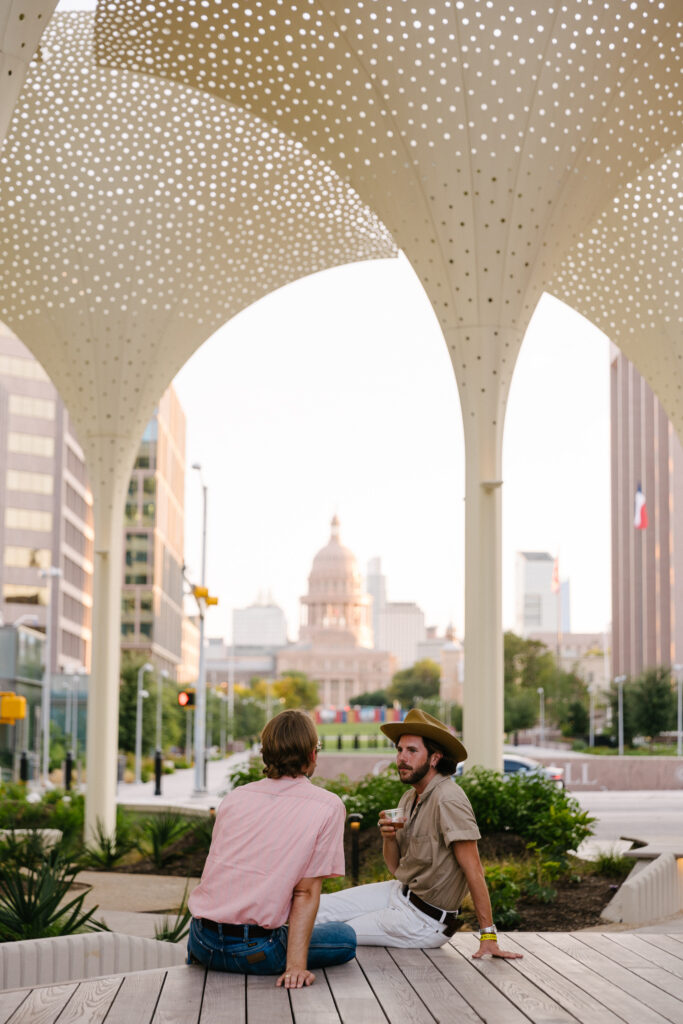 Visitors on the Blanton’s Moody Patio (3)
