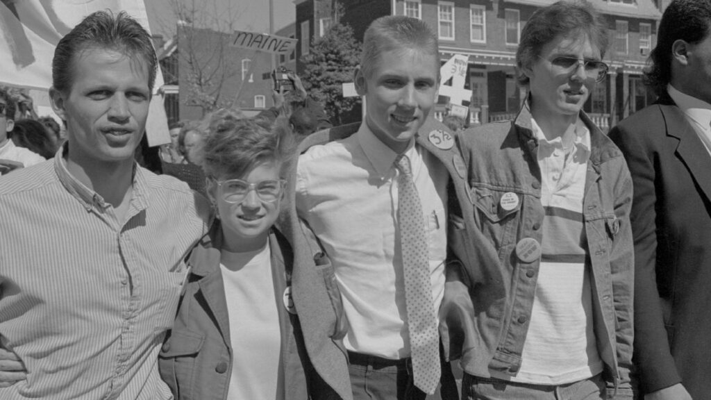 Tim Rarus, Bridgetta Bourne-Firl, Greg Hlibok and Jerry Covell in "Deaf President Now!," coming soon to Apple TV+. (Photo courtesy of Apple TV+)