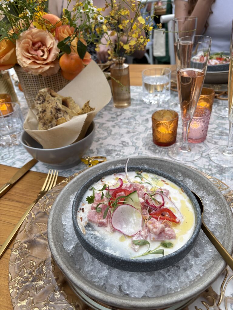 Coconut tuna ceviche is served as part of the Viva Abejas dinner at the Four Seasons Hotel in Austin. (Photo by Christina Garcia)