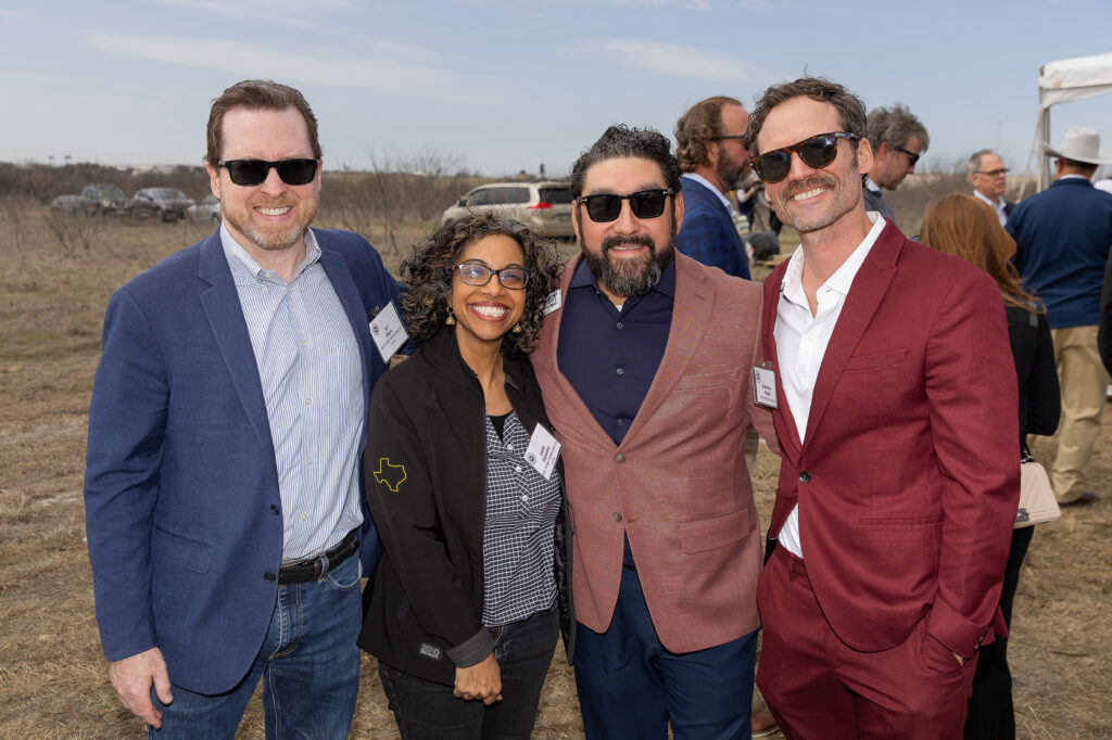 (From left) KC Wigle, Janki Depalma, Aaron Dominguez, Brandon Nagle at The District groundbreaking event in Round Rock. (Photo courtesy of Mark IV Capital)