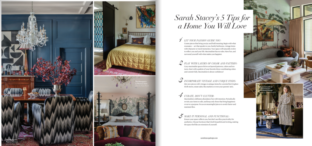 Magazine spread of Sarah Stacey's Tips for a Home You Will Love.