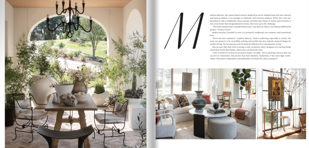 Magazine spreads featuring Mohon Interiors with photography by Peter Vitale.