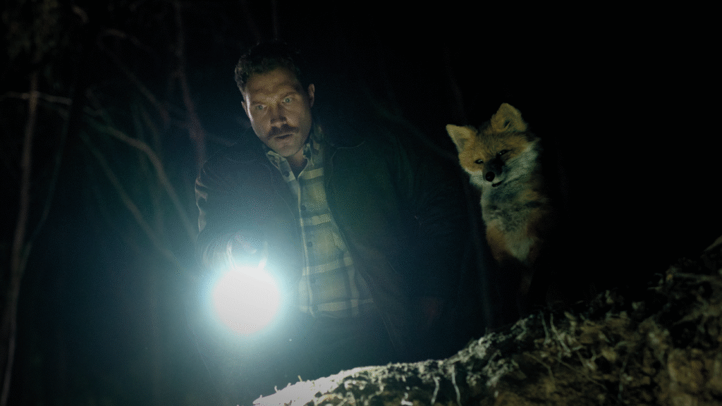 Jai Courtney as Nick, and the Fox, voiced by Olivia Colman, appear in "The Fox." (Photo courtesy of Causeway Films)
