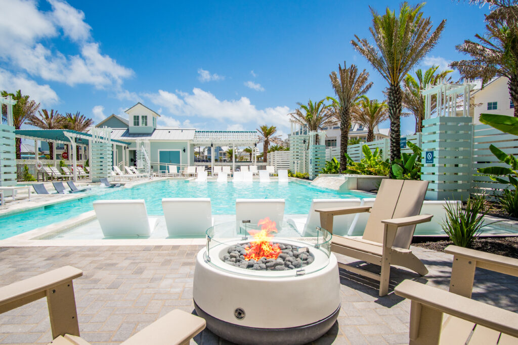 Pool and fire pit at Cinnamon Shore