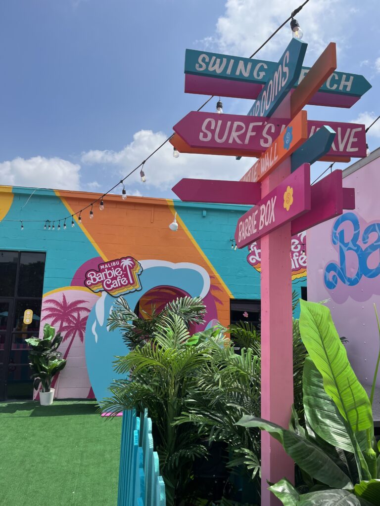 Back patio at Malibu Barbie Cafe in Austin.