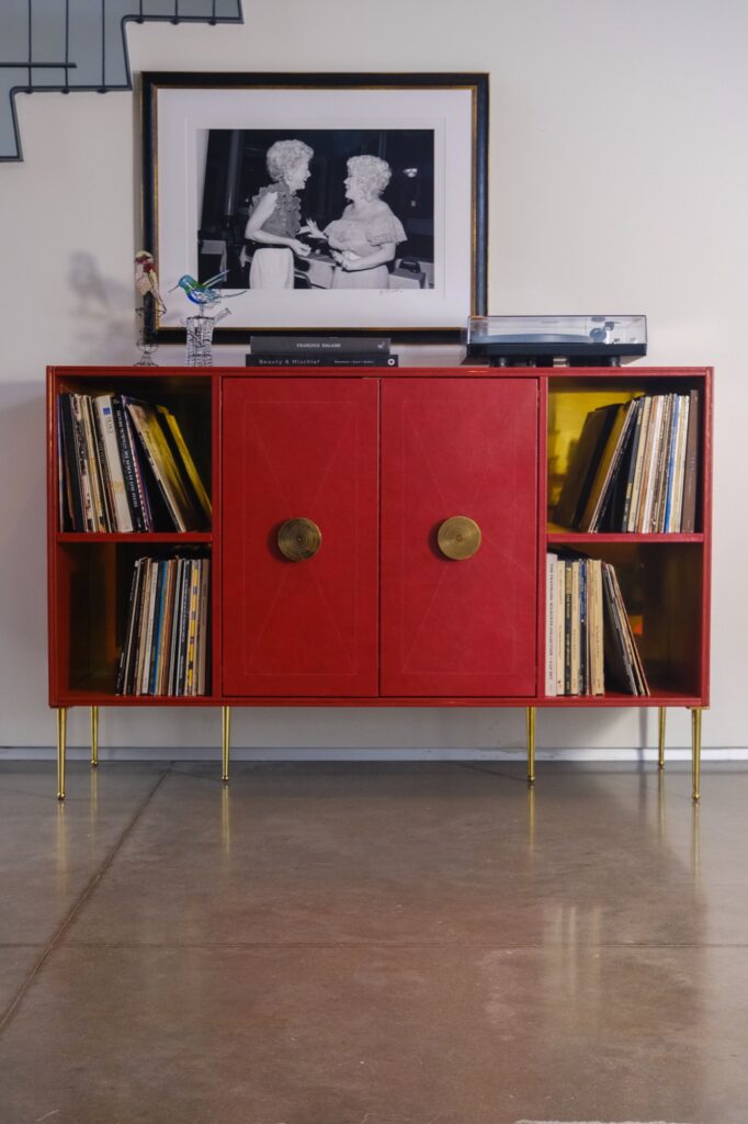 fern santini X obsidian Leather goods red record cabinet staged