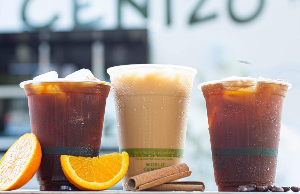 Iced lattes from Cenizo coffee in Austin, Texas.