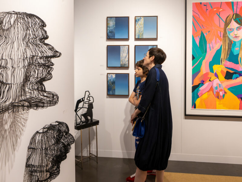 Visitors explore works from local and international galleries at the 2025 Affordable Art Fair, which returns to Austin with hands-on programming, family activities, and more. (Photo courtesy of Affordable Art Fair)