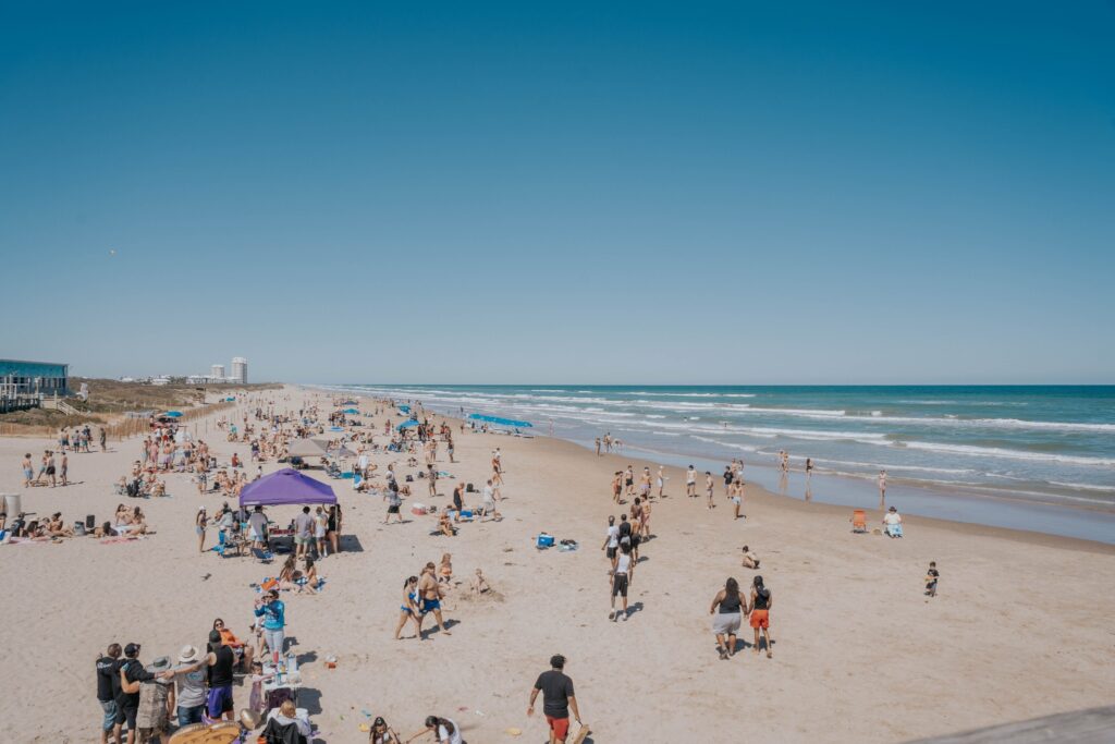 Summer beach activity at South Padre Island