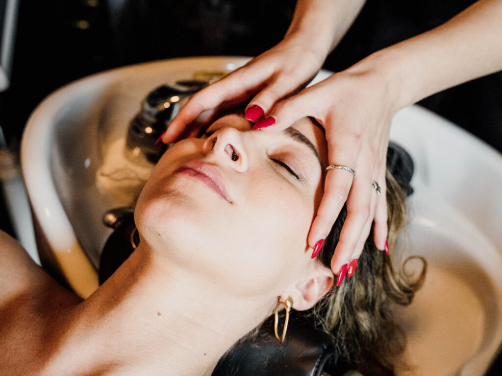 woman getting a scalp massage