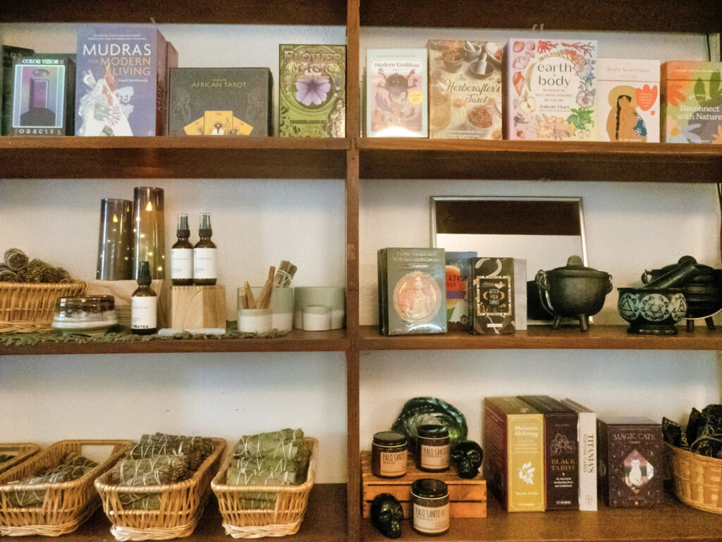 The Herb Bar’s Cherrywood shop is stocked with a range of goods, including palo santo, tarot cards, and sage.