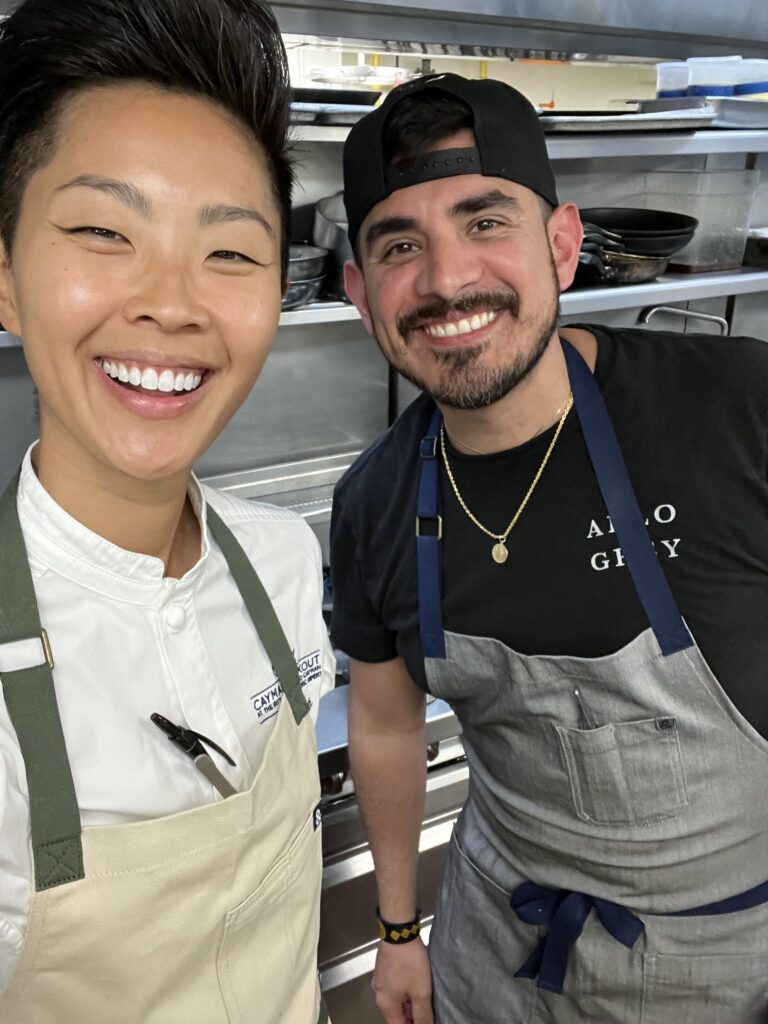 Chef Kristen Kish, owner of Arlo Grey and host of Top Chef, and Executive Chef Alejandro Muñoz.