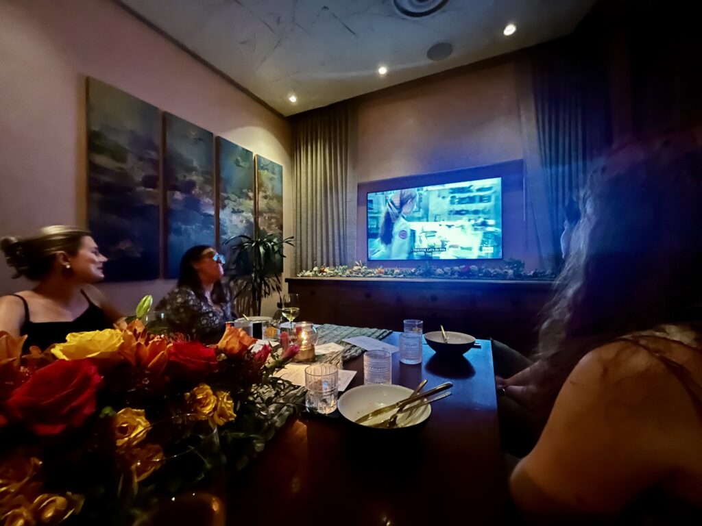 Guests watch the latest episode of “Top Chef” during A Seat at the Screen, a Thursday dinner series at Arlo Grey featuring menus inspired by each week’s episode through the Season 22 finale on May 15.