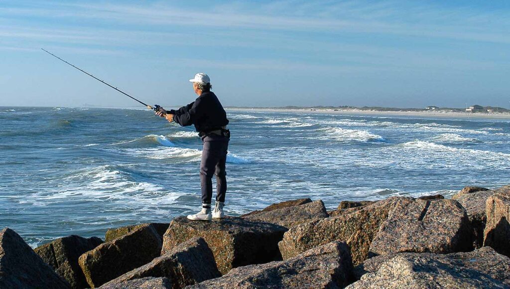 fisherman at at Mustang Island State Park