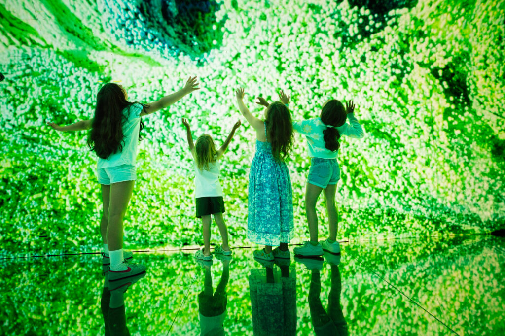 The large-scale piece invites movement and play as part of the 65,000-square-foot immersive art experience.