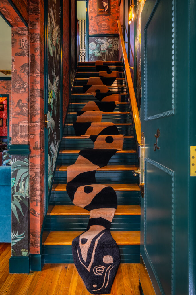 Stair snake rug in a bungalow at the Lafayette