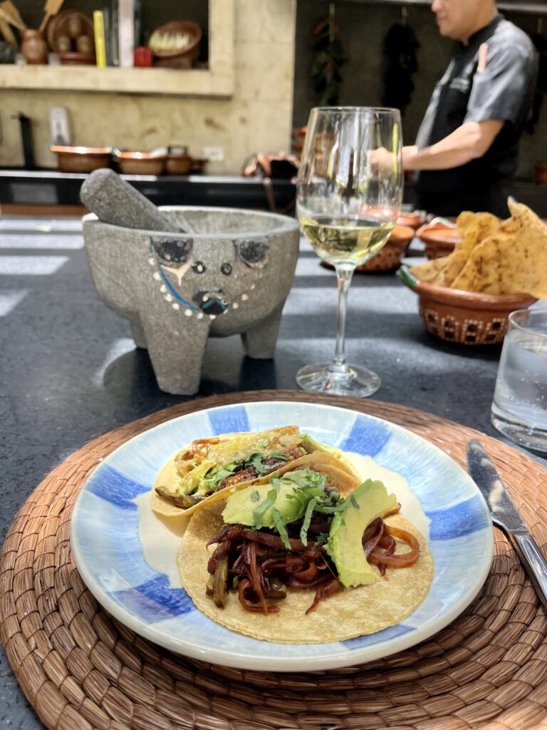 Lunch during a cooking class at Rosewood Mayakoba