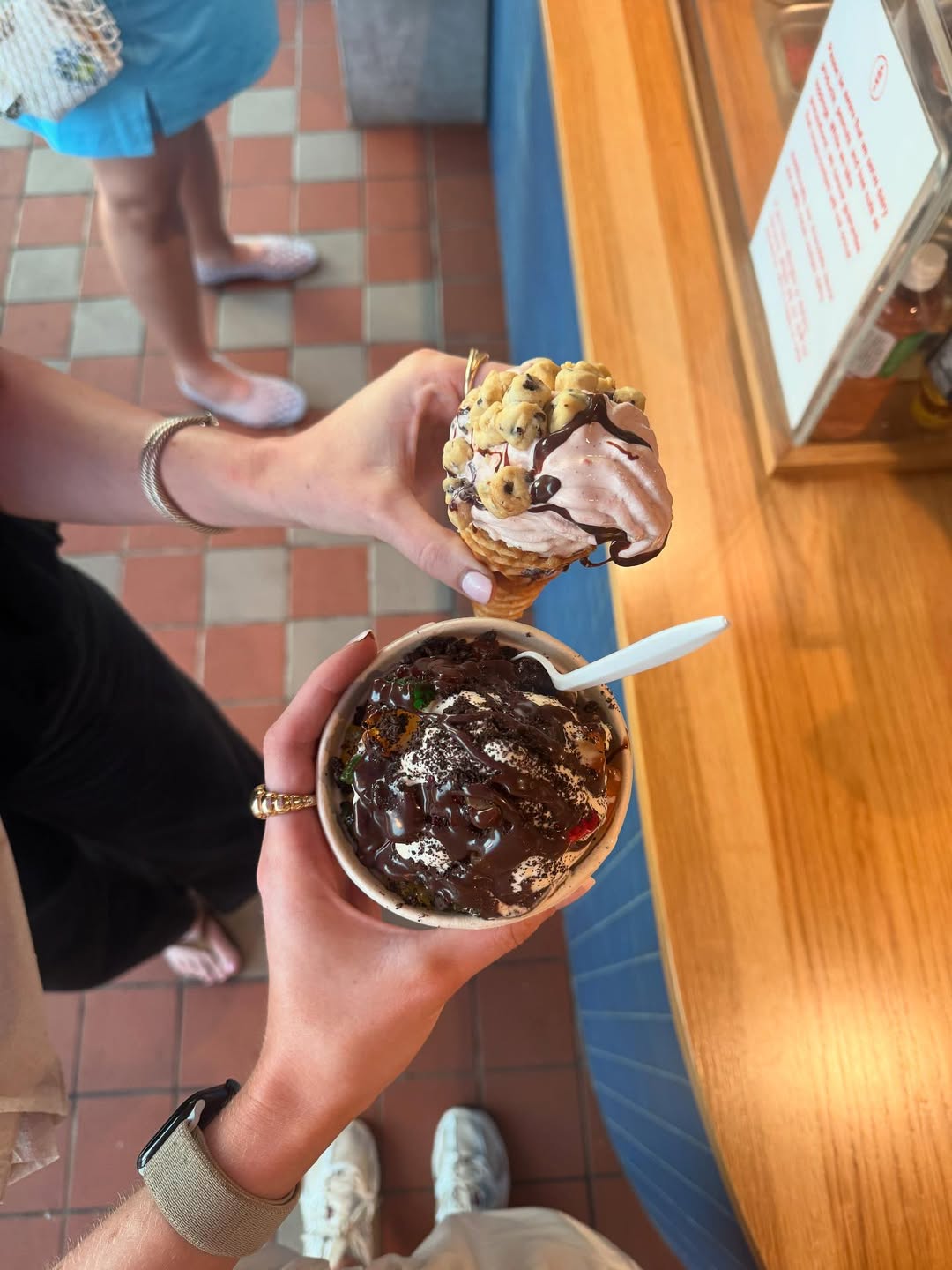 Ice cream cone and scoop of ice cream in a bowl. (Photo courtesy of Zeds)