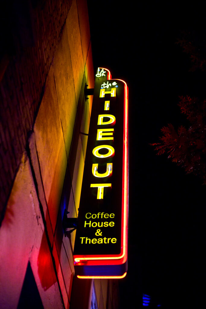 The entrance to The Hideout Theatre and Coffee House on Congress Ave. (Photo courtesy of The Hideout Theatre)