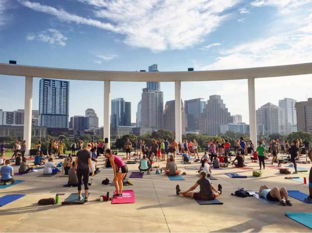 Community workout at the Long Center. (Photo courtesy of Long Center)