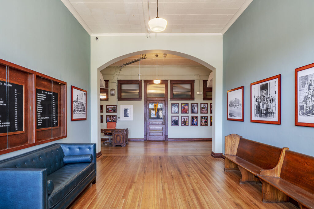 Historic school hallway at The Baker School. (Photo by Patrick Wong)