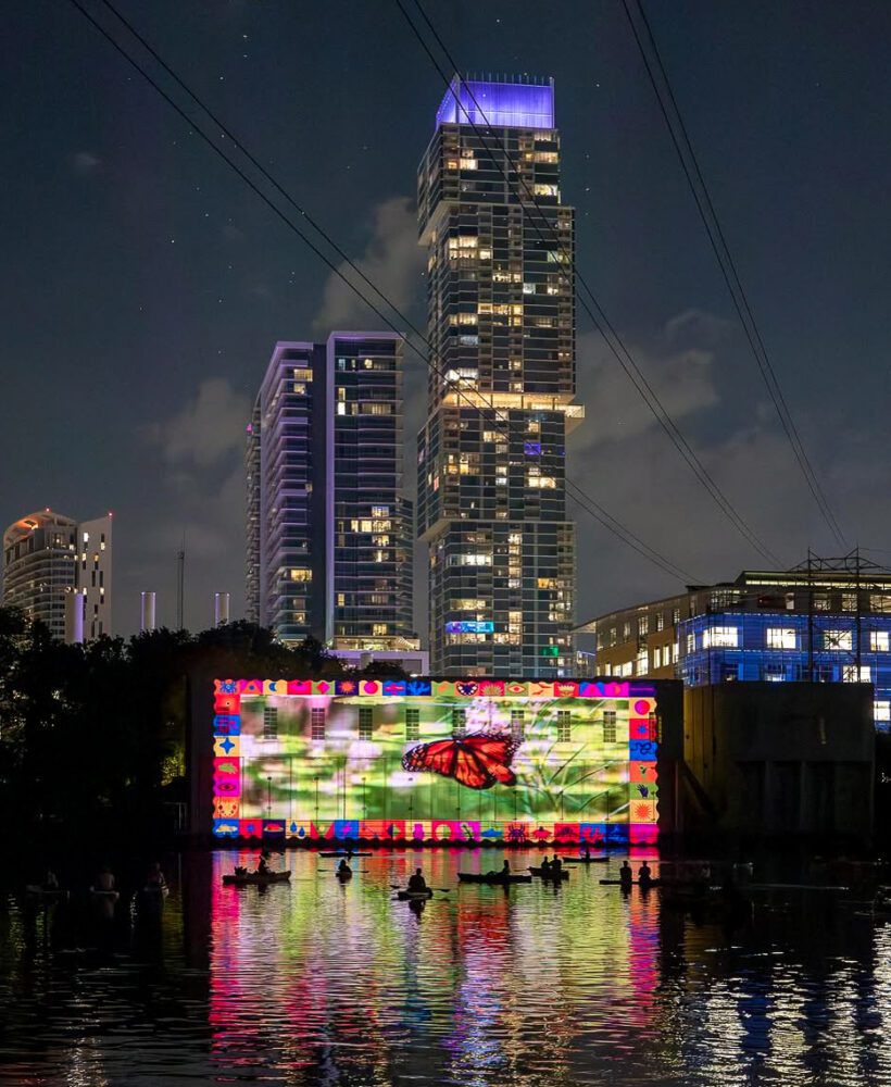 The video projection “Native Waters” by Essentials Creative during WaterWork 2024.