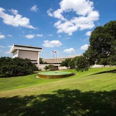 View of the LBJ Presidential Library from the LBJ lawn. Photo by Jay Godwin