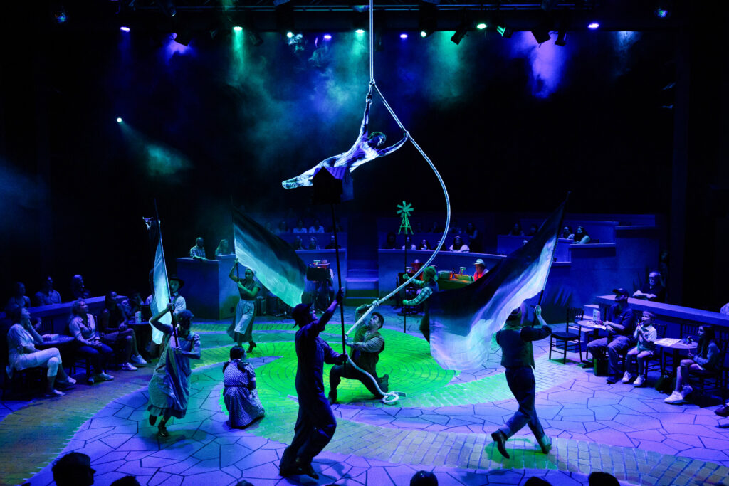 Aerialists create a very creative "twister" in this production at Zach Theater (photo by Melissa Taylor)
