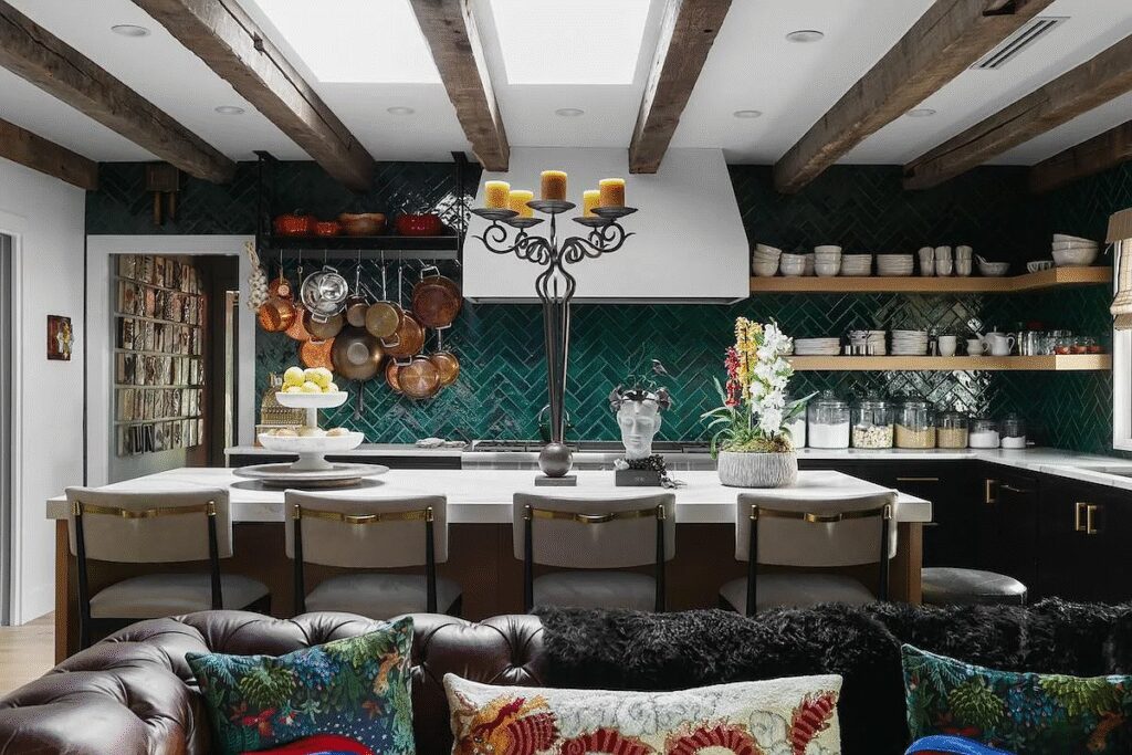 713 E 32nd St. has original features like stucco walls, a fireplace and exposed wood-beam ceilings.