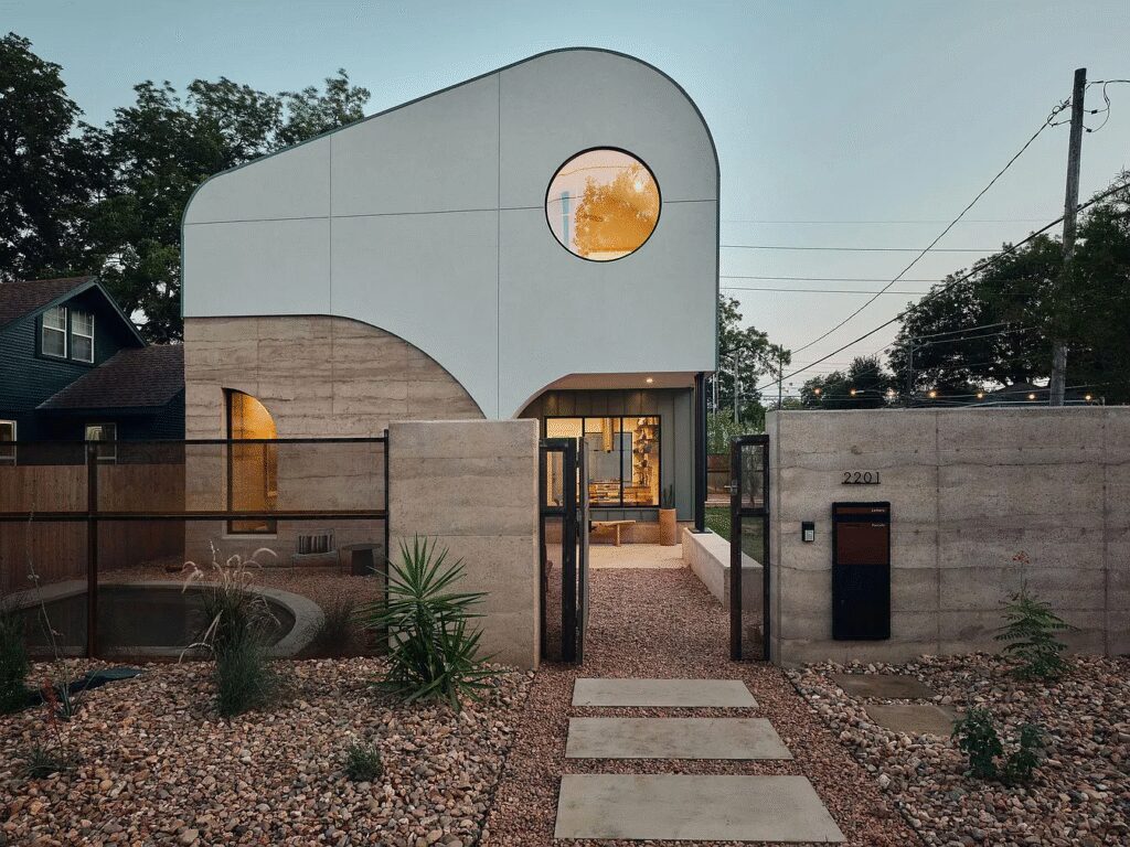 The sculptural home at 2201 Garden St. is listed for $1.85 million.