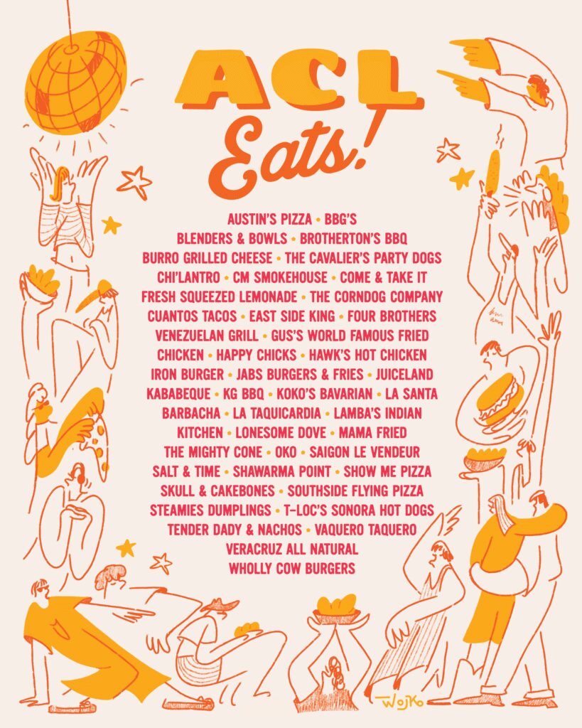 Austin City Limits Music Festival food vendor lineup for 2025. (Courtesy of ACL Fest)